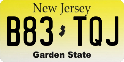 NJ license plate B83TQJ