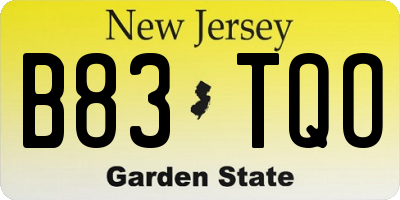 NJ license plate B83TQO