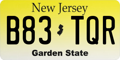 NJ license plate B83TQR