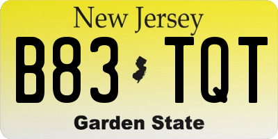 NJ license plate B83TQT
