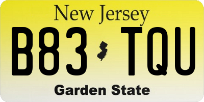 NJ license plate B83TQU