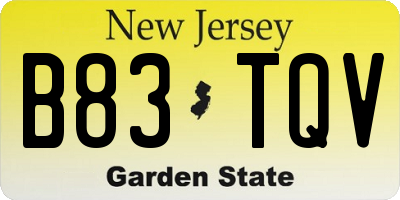 NJ license plate B83TQV