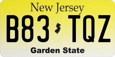 NJ license plate B83TQZ