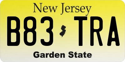 NJ license plate B83TRA