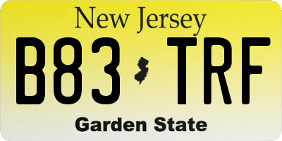 NJ license plate B83TRF