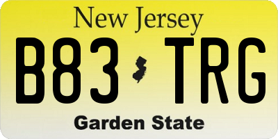 NJ license plate B83TRG