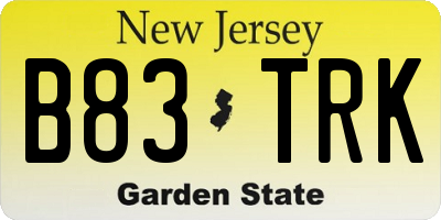 NJ license plate B83TRK