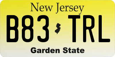 NJ license plate B83TRL