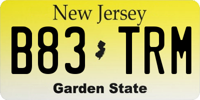 NJ license plate B83TRM