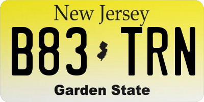 NJ license plate B83TRN
