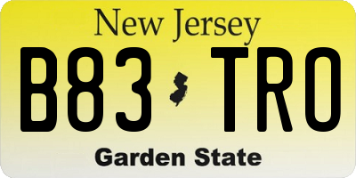 NJ license plate B83TRO
