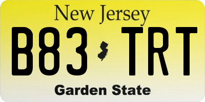 NJ license plate B83TRT