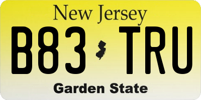 NJ license plate B83TRU