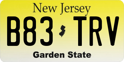 NJ license plate B83TRV