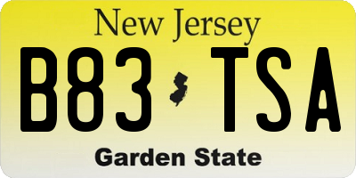 NJ license plate B83TSA