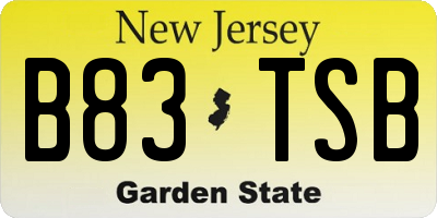 NJ license plate B83TSB