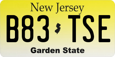 NJ license plate B83TSE