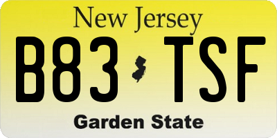 NJ license plate B83TSF