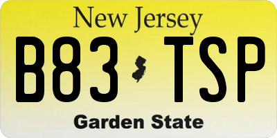 NJ license plate B83TSP