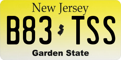 NJ license plate B83TSS