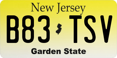 NJ license plate B83TSV