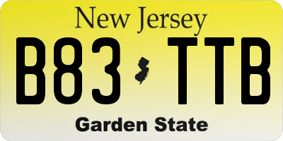 NJ license plate B83TTB