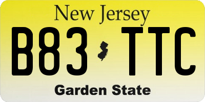 NJ license plate B83TTC