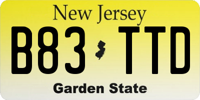 NJ license plate B83TTD