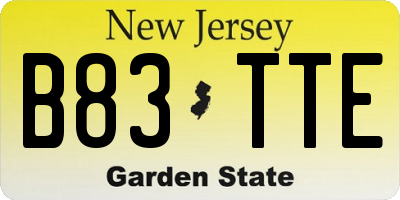 NJ license plate B83TTE