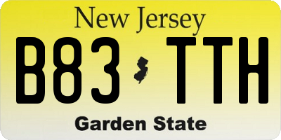 NJ license plate B83TTH