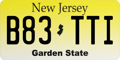 NJ license plate B83TTI