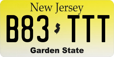 NJ license plate B83TTT