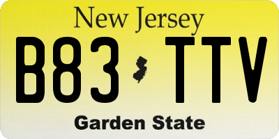 NJ license plate B83TTV