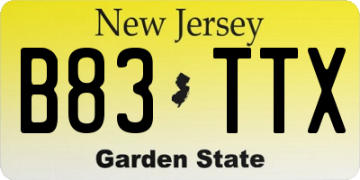 NJ license plate B83TTX