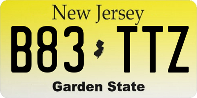 NJ license plate B83TTZ