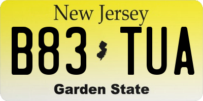 NJ license plate B83TUA