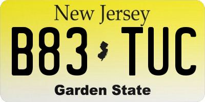 NJ license plate B83TUC