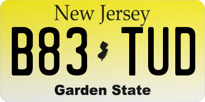 NJ license plate B83TUD