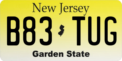 NJ license plate B83TUG