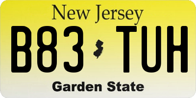 NJ license plate B83TUH