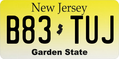 NJ license plate B83TUJ