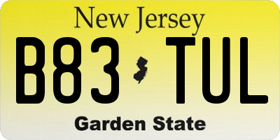 NJ license plate B83TUL