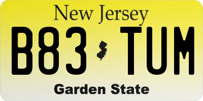 NJ license plate B83TUM