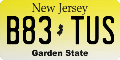 NJ license plate B83TUS