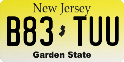 NJ license plate B83TUU