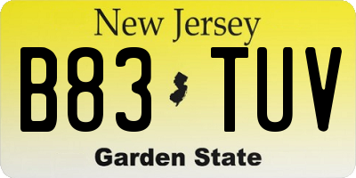 NJ license plate B83TUV
