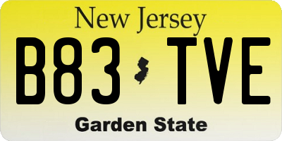 NJ license plate B83TVE
