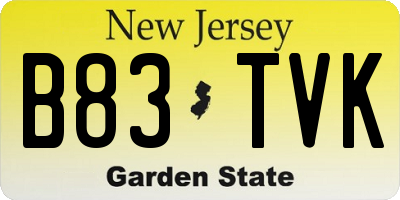 NJ license plate B83TVK