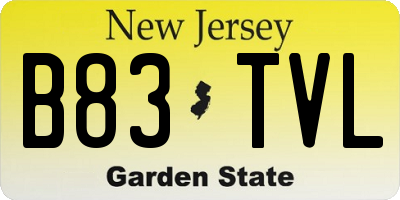 NJ license plate B83TVL