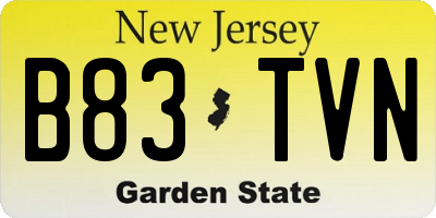NJ license plate B83TVN
